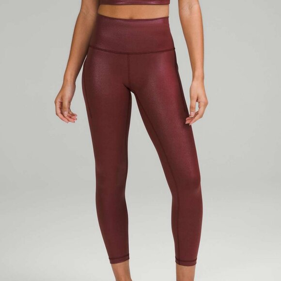 Lululemon Wunder Train Foil Tight Red Merlot 25" w/Pockets Free shipping! - Picture 1 of 13